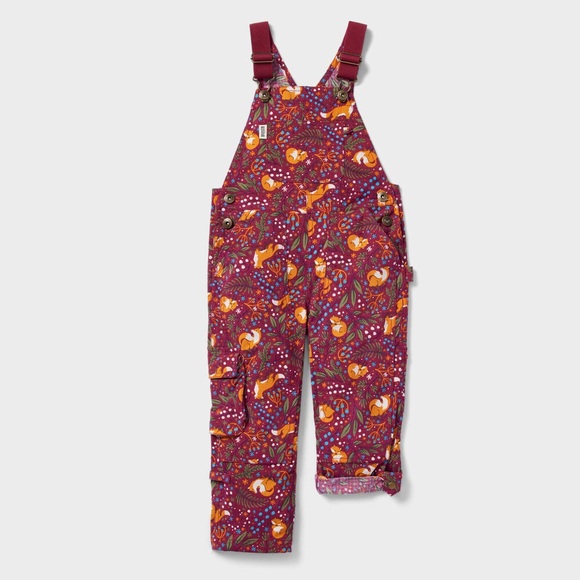 Duluth Trading Co. Kids' Heirloom Gardening Bib Overalls in Sangria Fox Foliage - Picture 1 of 9
